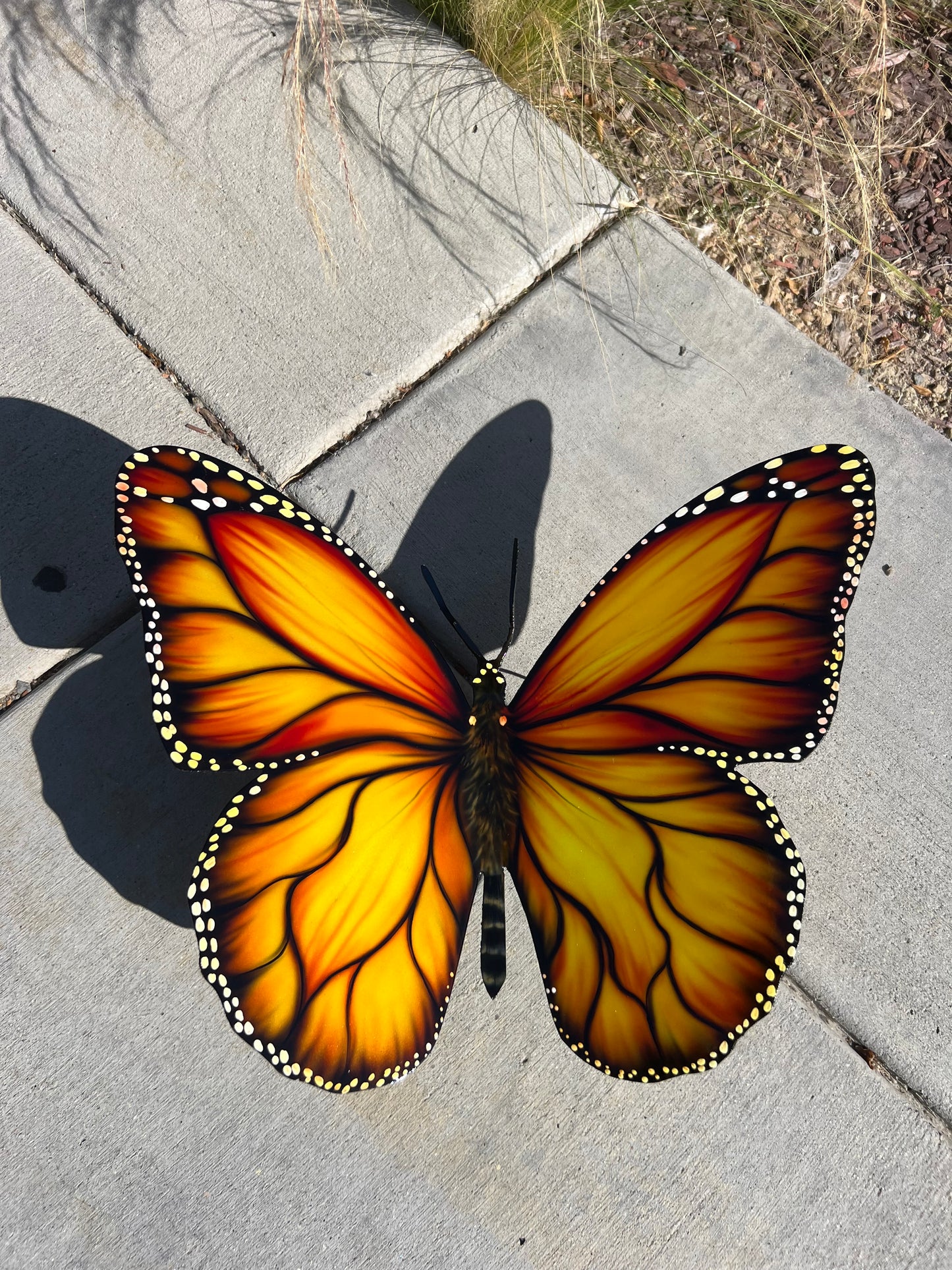 Stainless steel Monarch Butterfly. Great addition to the garden and landscape design. UV protected. Free shipping
