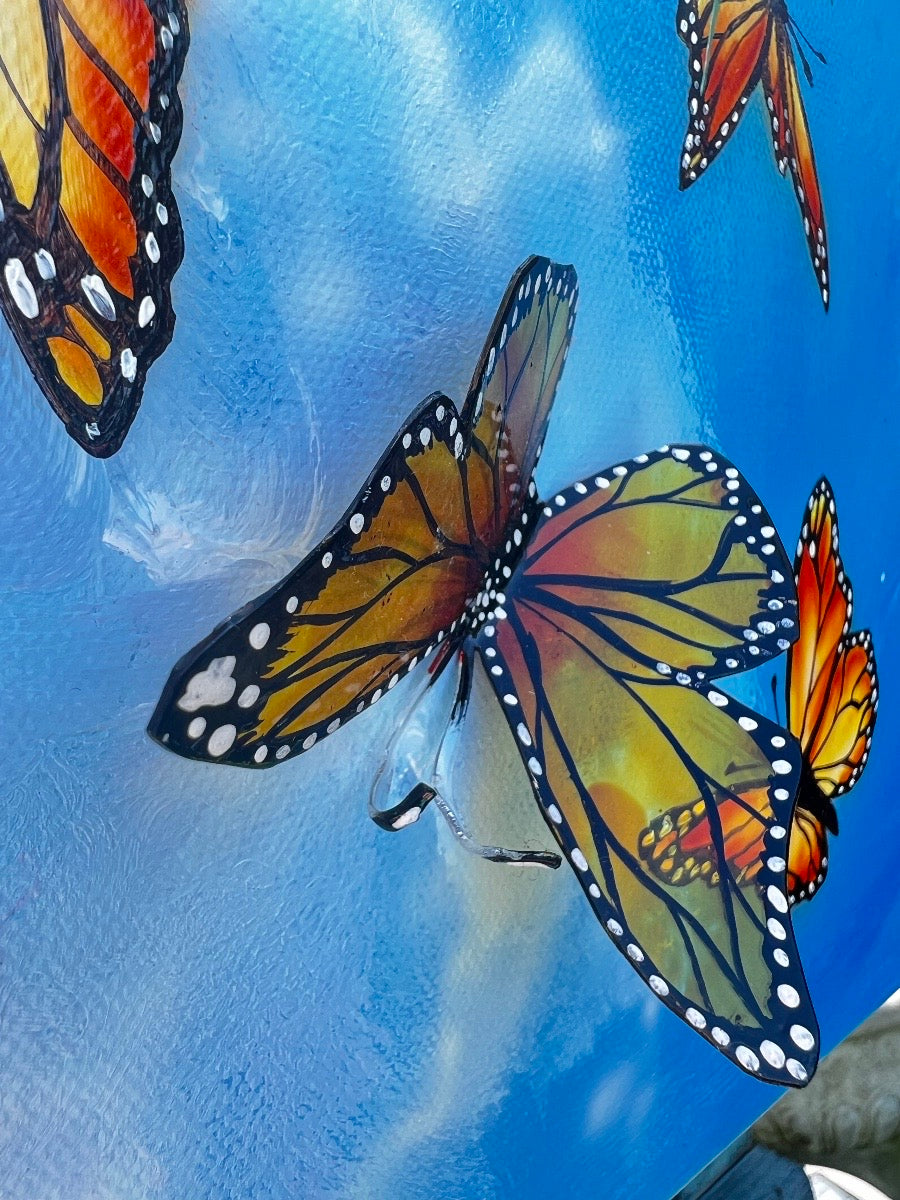 Spring Sky. Monarch Butterflies